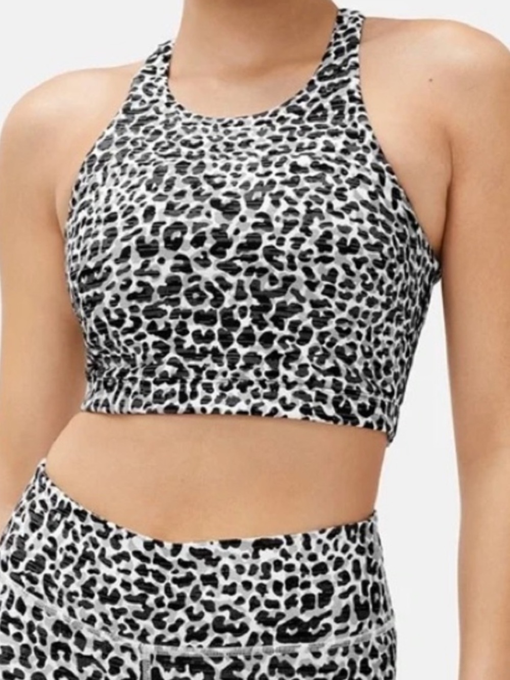 Outdoor Voices Leopard Print High-Neck Sports Bra